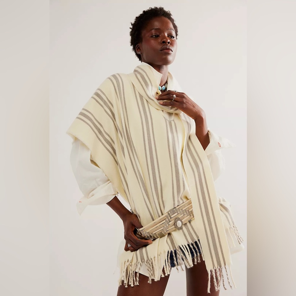 Free People Mountain Top Stripe Poncho Top